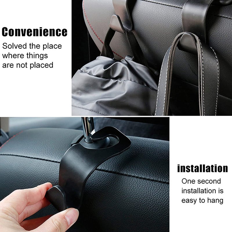 XML Car Organizer Plastic Hook Hanger for Holding Handbag Coat Purse Bag Water Bottle Umbrellas Cap and More. Suitable for All car (Black- Pack of 4), Standard, (XCH) - Image 3