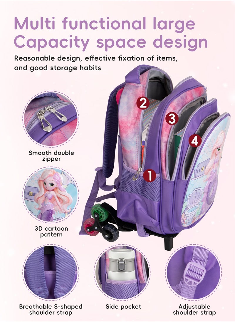 URbazaar Children School Bag Student Backpack with Reflective Strip Design & Padded Adjustable Shoulder Strap Large volume Waterproof Bookbag and for 3-10 Year Boys Girls Elementary Kindergarten(Mermaid)  - Image 3