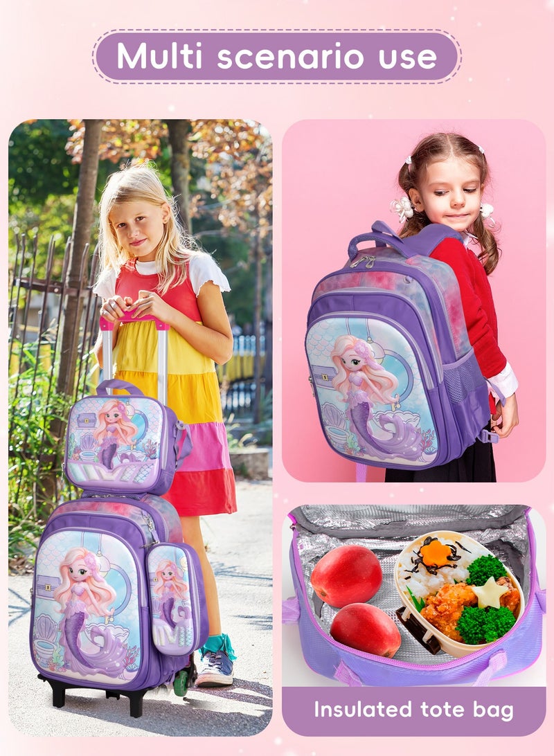 Children School Bag Student Backpack with Reflective Strip Design & Padded Adjustable Shoulder Strap Large volume Waterproof Bookbag and for 3-10 Year Boys Girls Elementary Kindergarten(Mermaid)