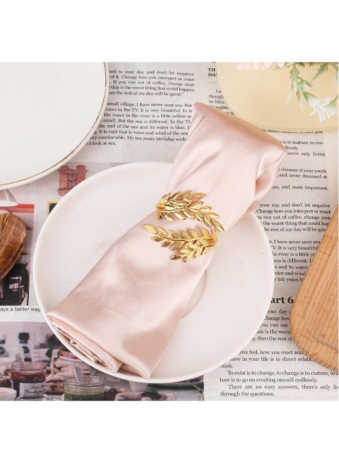 8 PCS Napkin Rings, Metal Gold Napkin Rings, Wheat Ear Shape Napkin Holder for Party, Family Dinner Wedding, Table Decorations - Image 3