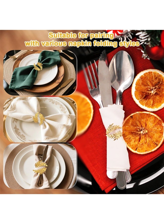 8 PCS Napkin Rings, Metal Gold Napkin Rings, Wheat Ear Shape Napkin Holder for Party, Family Dinner Wedding, Table Decorations - Image 4