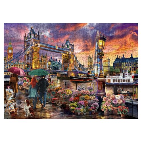 BBOLDIN London Sunset Landscape Puzzle 1000 Pieces for Adult Europe City Travel Jigsaw Puzzle Flower Boat Scenic Puzzle for Home Decor - Image 5