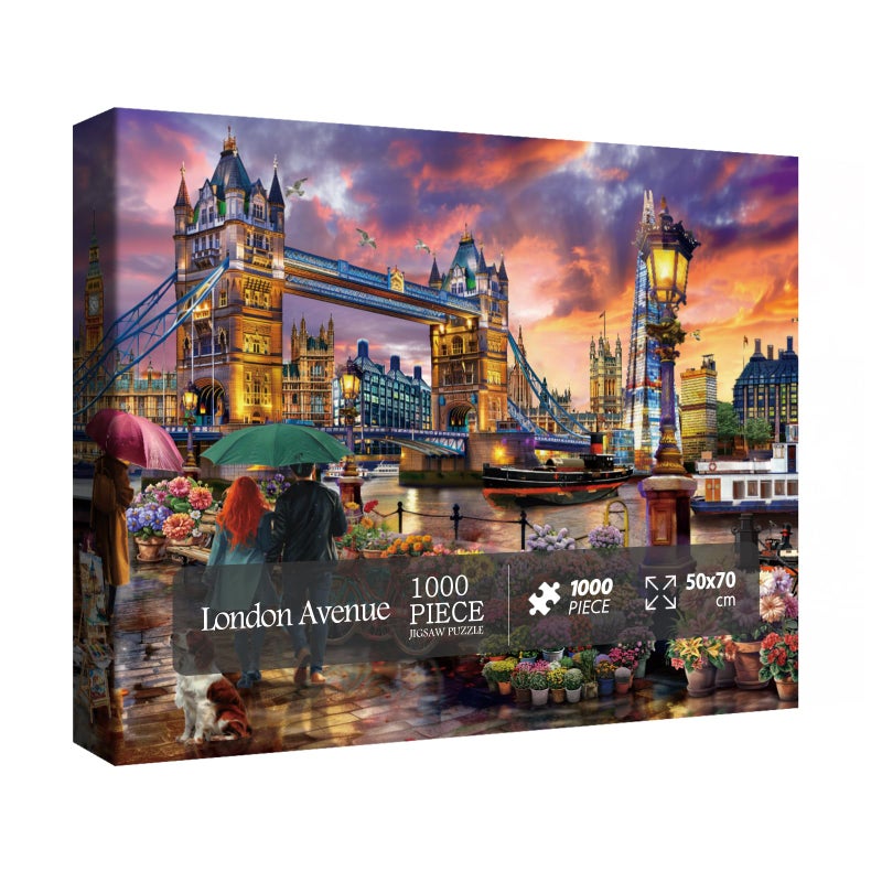 BBOLDIN London Sunset Landscape Puzzle 1000 Pieces for Adult Europe City Travel Jigsaw Puzzle Flower Boat Scenic Puzzle for Home Decor - Image 3