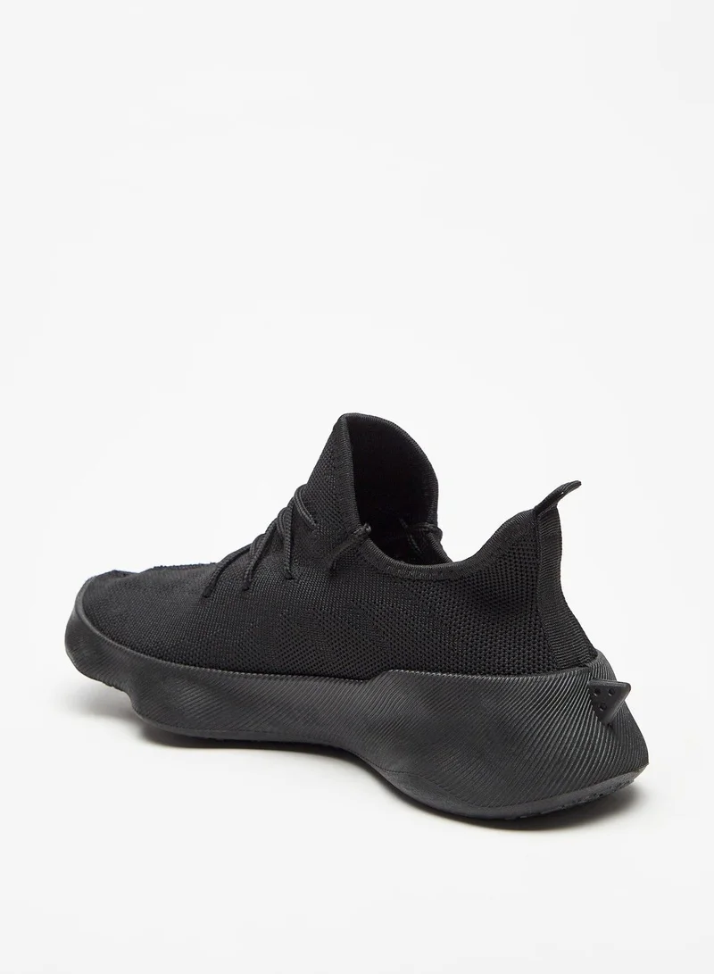 shoexpress Textured Lace Up Trainers with Pull Tabs Blue