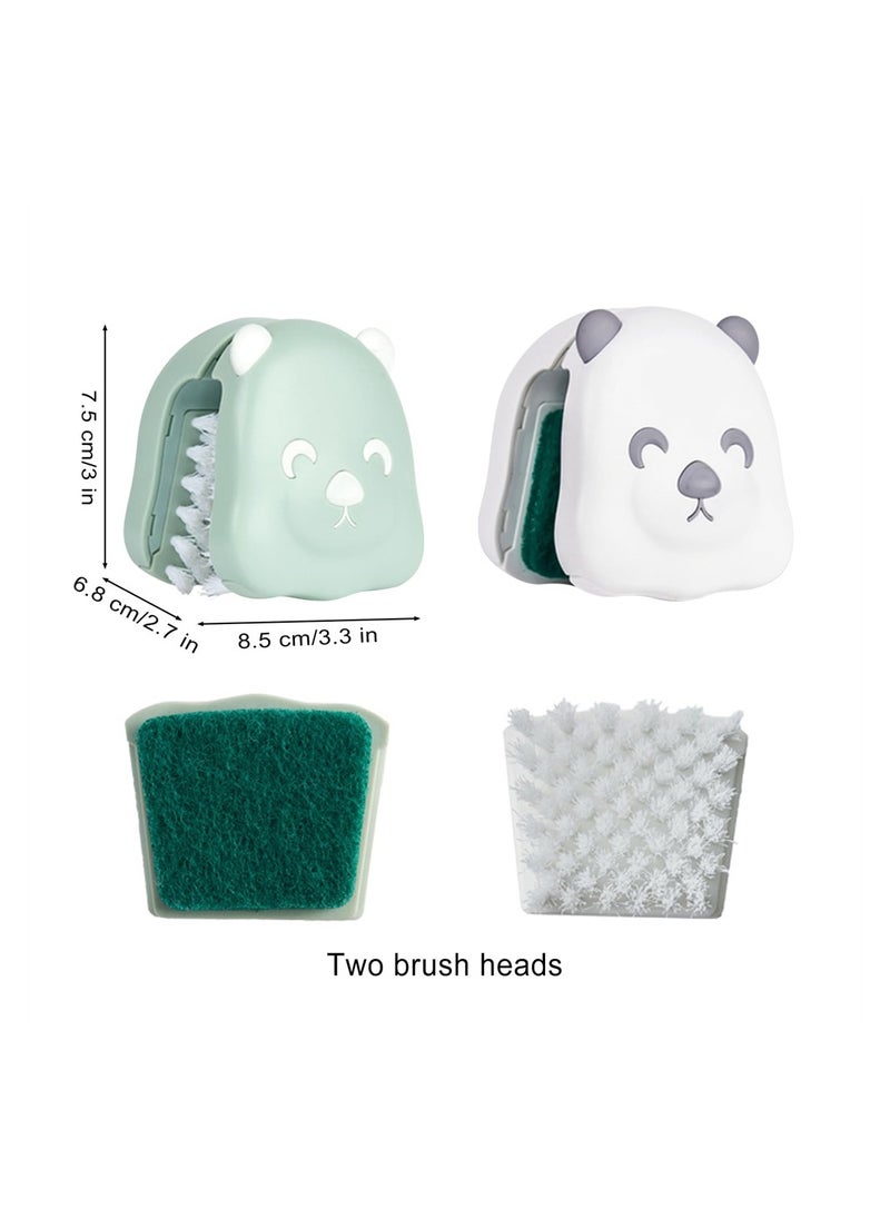 SYOSI Knife Cleaner, 2PCS ABS Cutlery Cleaner, Bear Shape Blade Non-Slip Brush, Double Sided Bristle Scrubber for Kitchen Chopsticks Fork Spoon Knives Washing (White, Green)  - Image 5
