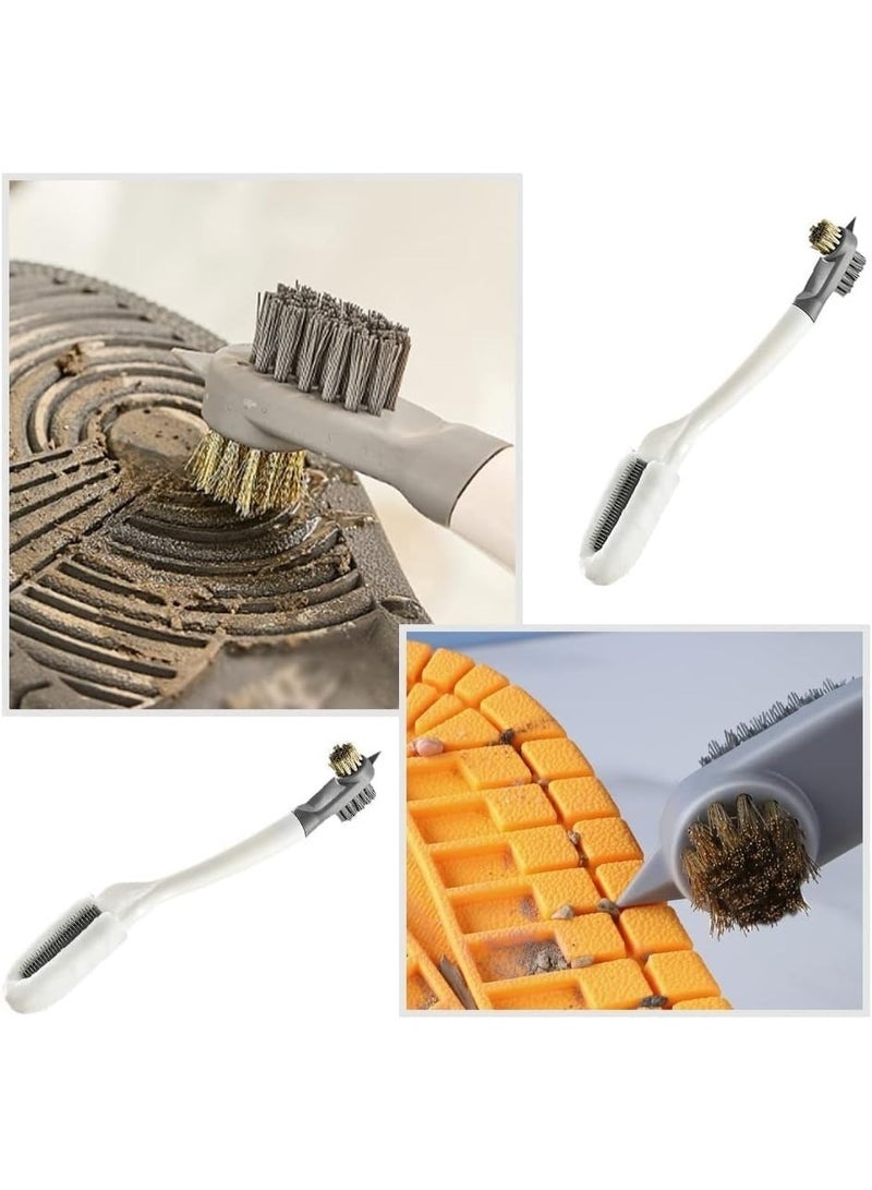 فرشاة تنظيف أحذية احترافية 3 في 1 - شعيرات ناعمة ومتوسطة ونحاسية لتنظيف الأحذية الرياضية بعمق، وتلميع تفاصيل الشبكة، ومقبض طويل مريح - Image 3