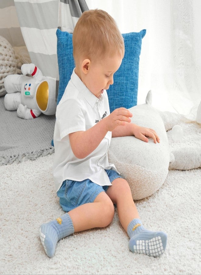 Bearbay Non-Slip Toddler Grip Socks with Anti Skid Soles, Unisex Cotton Crew Ankle Socks for Baby Boys Girls Kids - Image 2