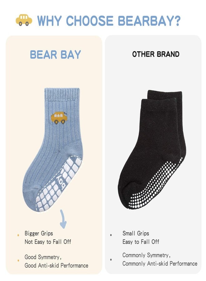 Bearbay Non-Slip Toddler Grip Socks with Anti Skid Soles, Unisex Cotton Crew Ankle Socks for Baby Boys Girls Kids - Image 5