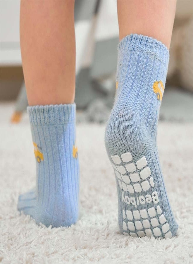 Bearbay Non-Slip Toddler Grip Socks with Anti Skid Soles, Unisex Cotton Crew Ankle Socks for Baby Boys Girls Kids - Image 3