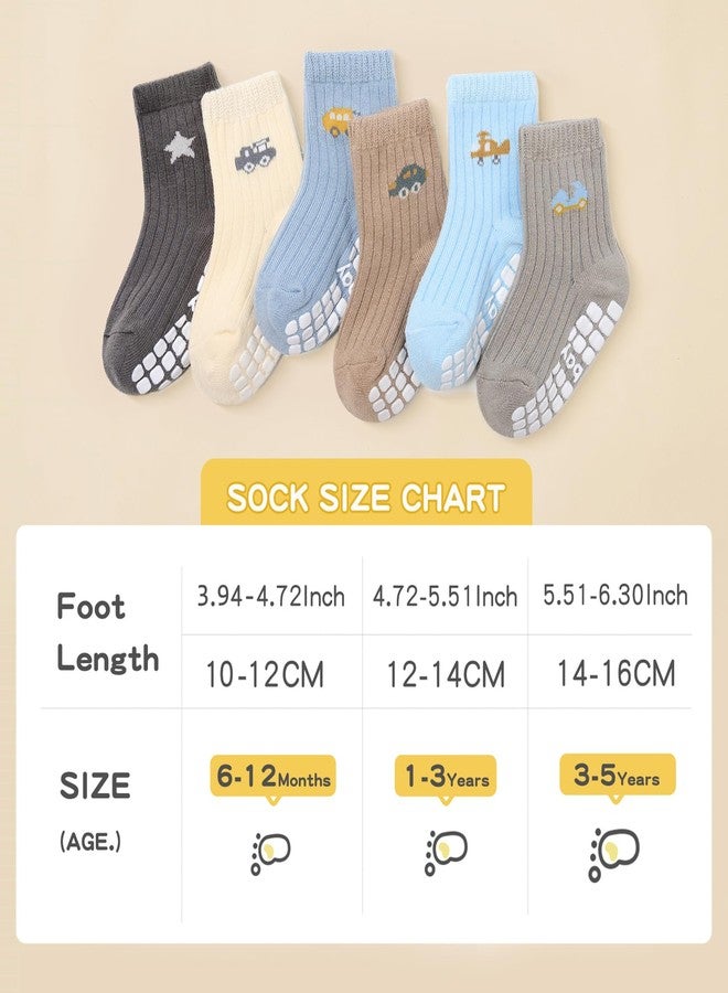 Bearbay Non-Slip Toddler Grip Socks with Anti Skid Soles, Unisex Cotton Crew Ankle Socks for Baby Boys Girls Kids - Image 4