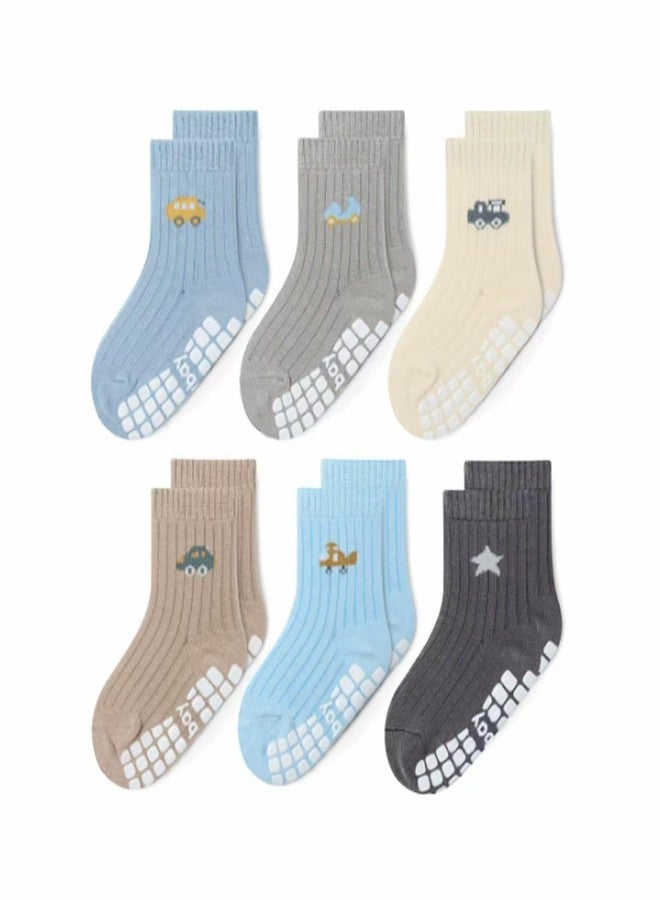 Bearbay Non-Slip Toddler Grip Socks with Anti Skid Soles, Unisex Cotton Crew Ankle Socks for Baby Boys Girls Kids - Image 1