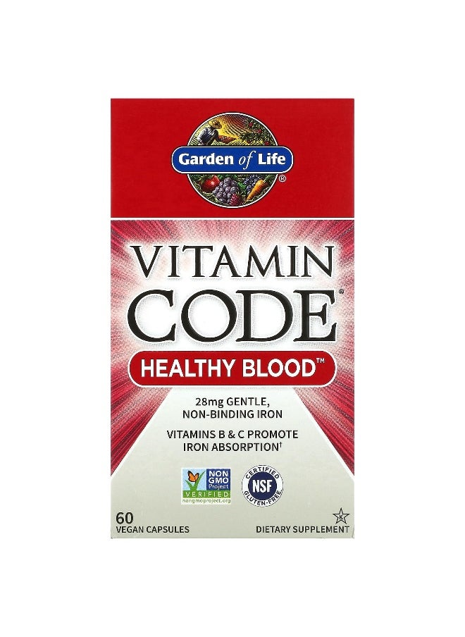 Garden of Life Garden of Life, Vitamin Code, Healthy Blood, 60 Vegan Capsules  - Image 1