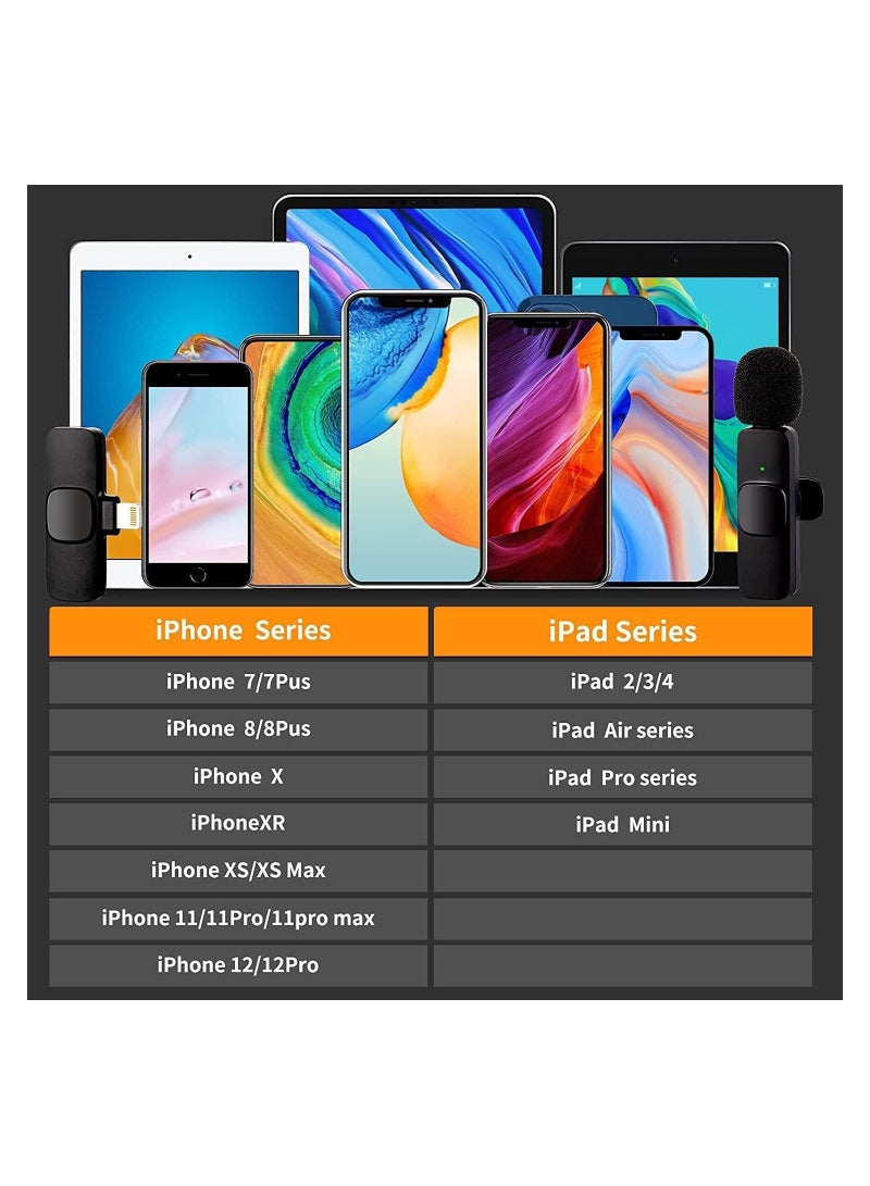 Upgrade Wireless Lavalier Microphone - Professional Wireless Microphone for Android & iPhone - Auto Noise Reduction Microphone for YouTube/Live Stream, Plug-Play Lapel Microphone with Clip-Black - Image 5