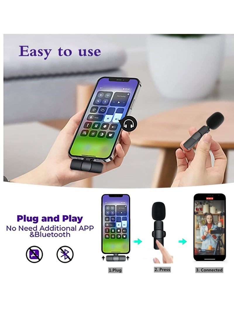 Upgrade Wireless Lavalier Microphone - Professional Wireless Microphone for Android & iPhone - Auto Noise Reduction Microphone for YouTube/Live Stream, Plug-Play Lapel Microphone with Clip-Black - Image 3