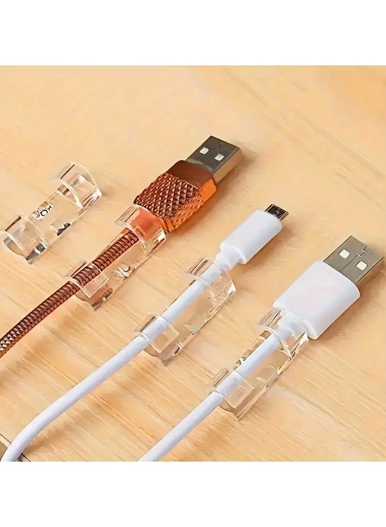 Loquat 100pcs Adhesive Cable Clips, Adhesive Cable Clamps, Transparent Wire Brackets for Power Line Management, Plastic Cable Cord Organizers Cable Storage Management Clip for Home Office - Image 3