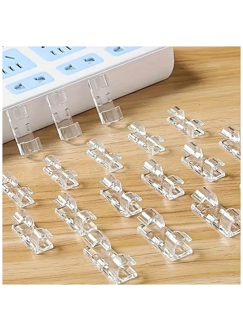 Loquat 100pcs Adhesive Cable Clips, Adhesive Cable Clamps, Transparent Wire Brackets for Power Line Management, Plastic Cable Cord Organizers Cable Storage Management Clip for Home Office - Image 1