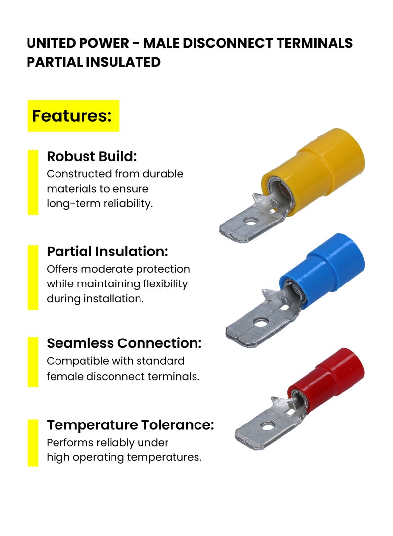 يونايتد باور أطراف فصل ذكرية - موصلات كهربائية معزولة ذات شكل مجرفة لتوصيلات الأسلاك السريعة - نوع متين من نوع التجعيد - Image 3
