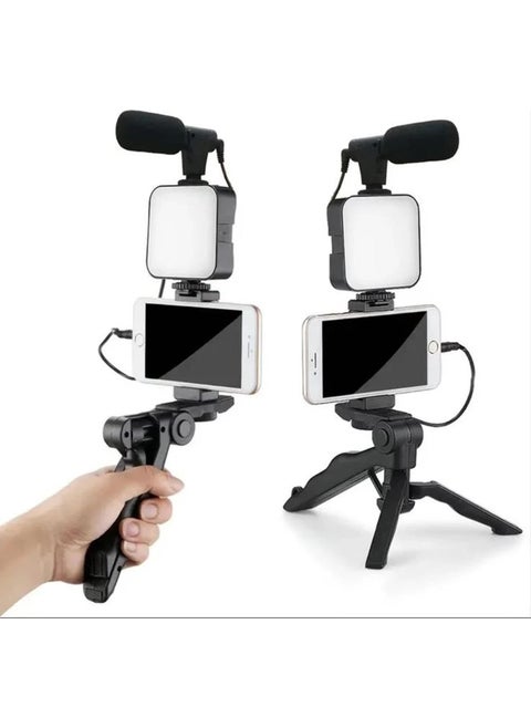 LED Light Microphone Tripod Remote Control Video Recording Photo Selfie Set