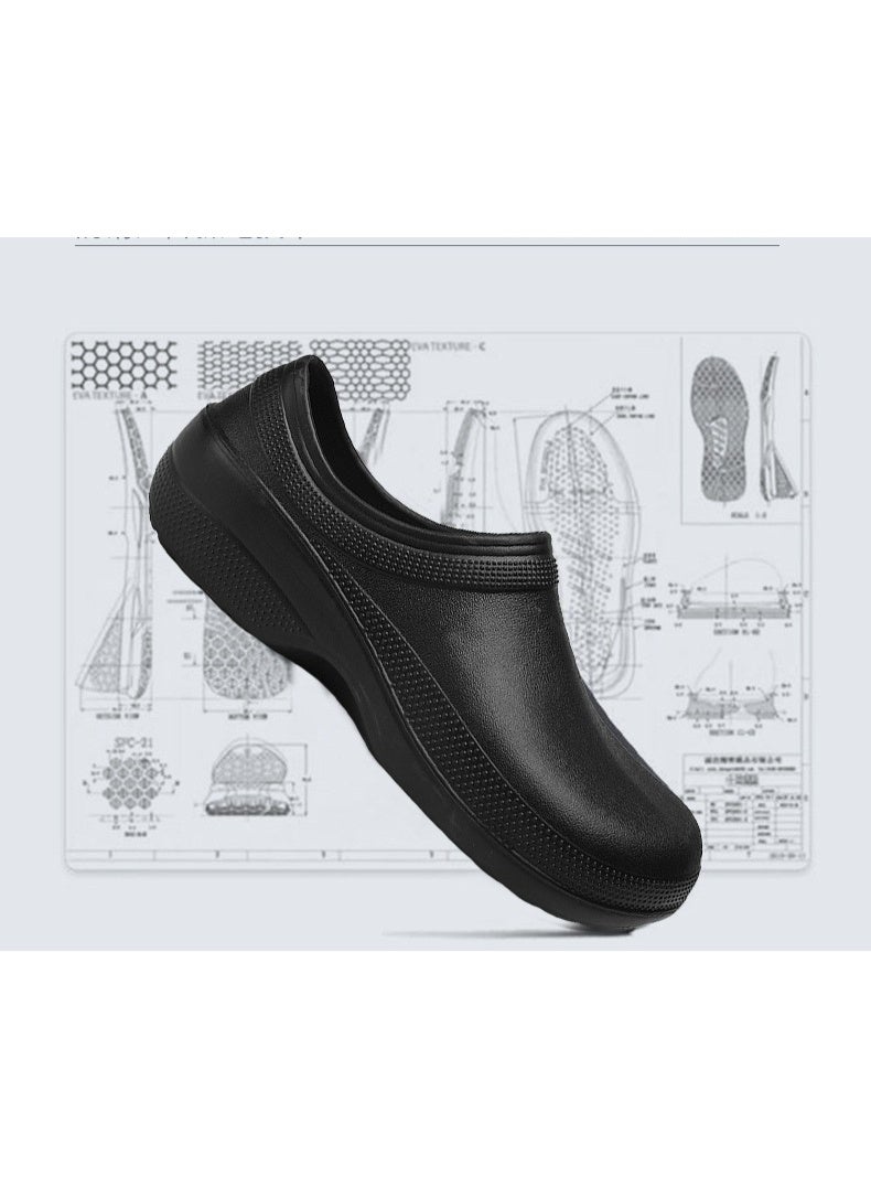 Surgical shoes, chef shoes, unisex fully enclosed breathable shoes, protective shoes, suitable for doctors, nurses, chefs and laboratory staff, non-slip sandals (black). - Image 5