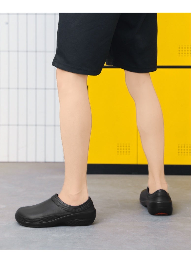 Surgical shoes, chef shoes, unisex fully enclosed breathable shoes, protective shoes, suitable for doctors, nurses, chefs and laboratory staff, non-slip sandals (black). - Image 4