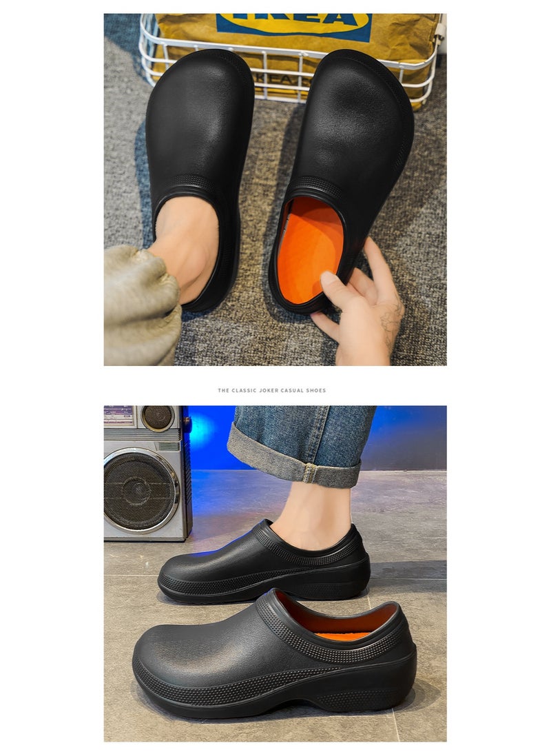 Surgical shoes, chef shoes, unisex fully enclosed breathable shoes, protective shoes, suitable for doctors, nurses, chefs and laboratory staff, non-slip sandals (black). - Image 3