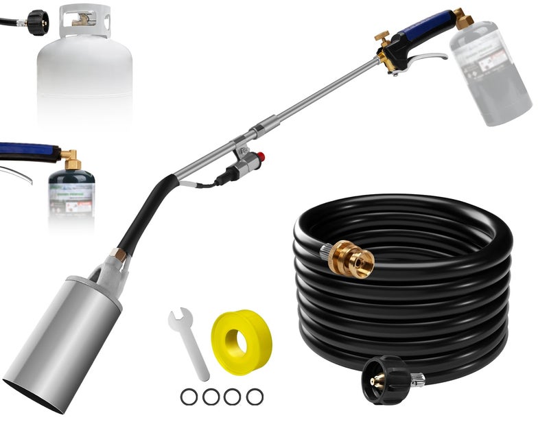 Fiulensyi Propane Torch Weed Burner KitHigh OutputHeavy Duty Blow Torch Flamethrower with 10FT Hose for WeedingRoof Asphaltlce SnowRoad MarkingCharcoal - Image 2