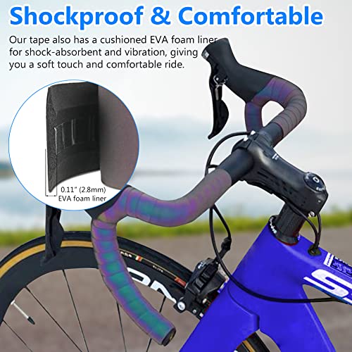 Bumlon Road Bike Handlebar Tape, Bicycle Bar Tape, PU Leather + EVA, Reflective Cycling Handle Grip Wrap - 2 Rolls - Image 4