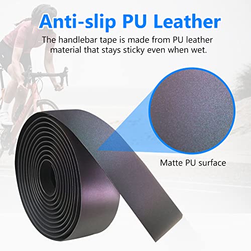 Bumlon Road Bike Handlebar Tape, Bicycle Bar Tape, PU Leather + EVA, Reflective Cycling Handle Grip Wrap - 2 Rolls - Image 3
