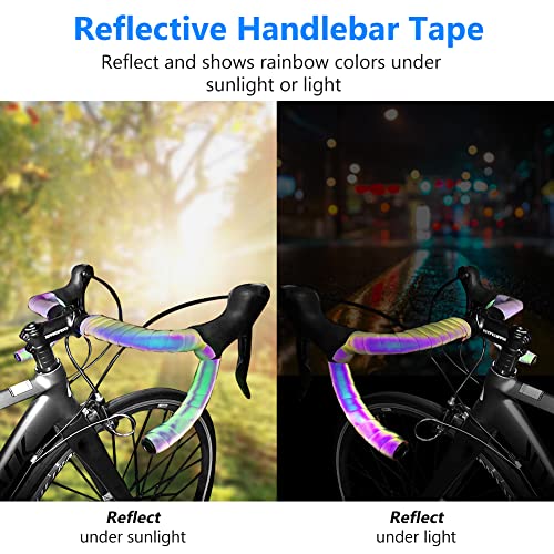 Bumlon Road Bike Handlebar Tape, Bicycle Bar Tape, PU Leather + EVA, Reflective Cycling Handle Grip Wrap - 2 Rolls - Image 2