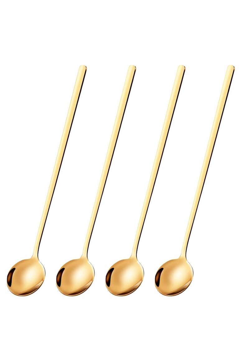 أوزيغالور 4 قطع من ملعقات القهوة الذهبية ملعقات الشاي ملعقات الرشفة ذات العصا الطويلة للقهوة والسكر والحلوى - Image 1
