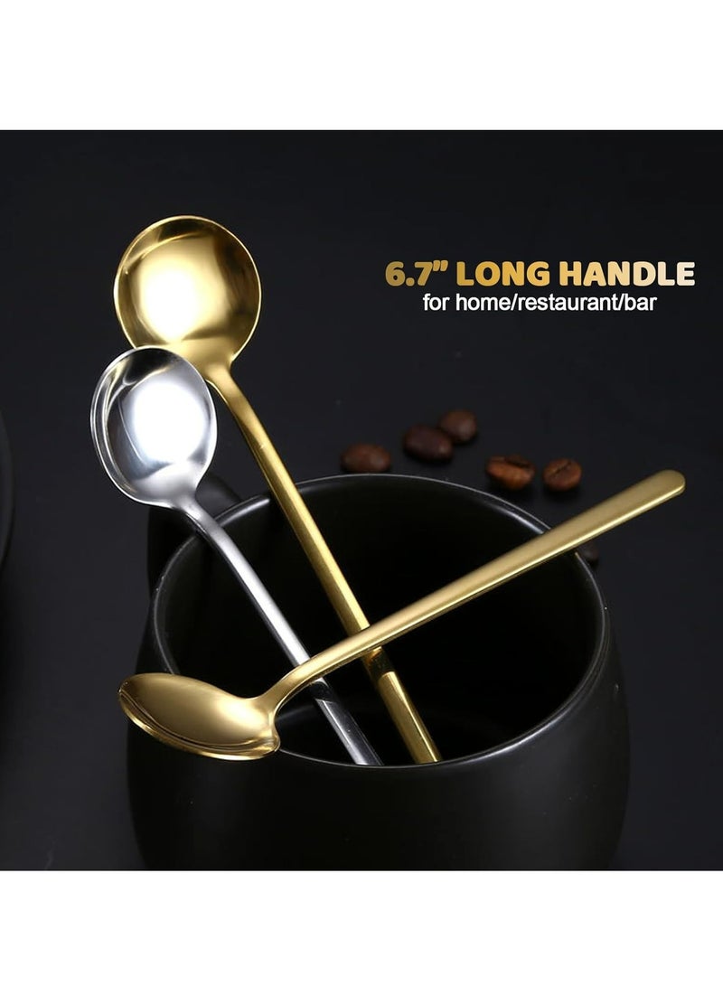 أوزيغالور 4 قطع من ملعقات القهوة الذهبية ملعقات الشاي ملعقات الرشفة ذات العصا الطويلة للقهوة والسكر والحلوى - Image 4