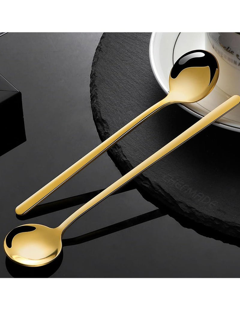 أوزيغالور 4 قطع من ملعقات القهوة الذهبية ملعقات الشاي ملعقات الرشفة ذات العصا الطويلة للقهوة والسكر والحلوى - Image 5