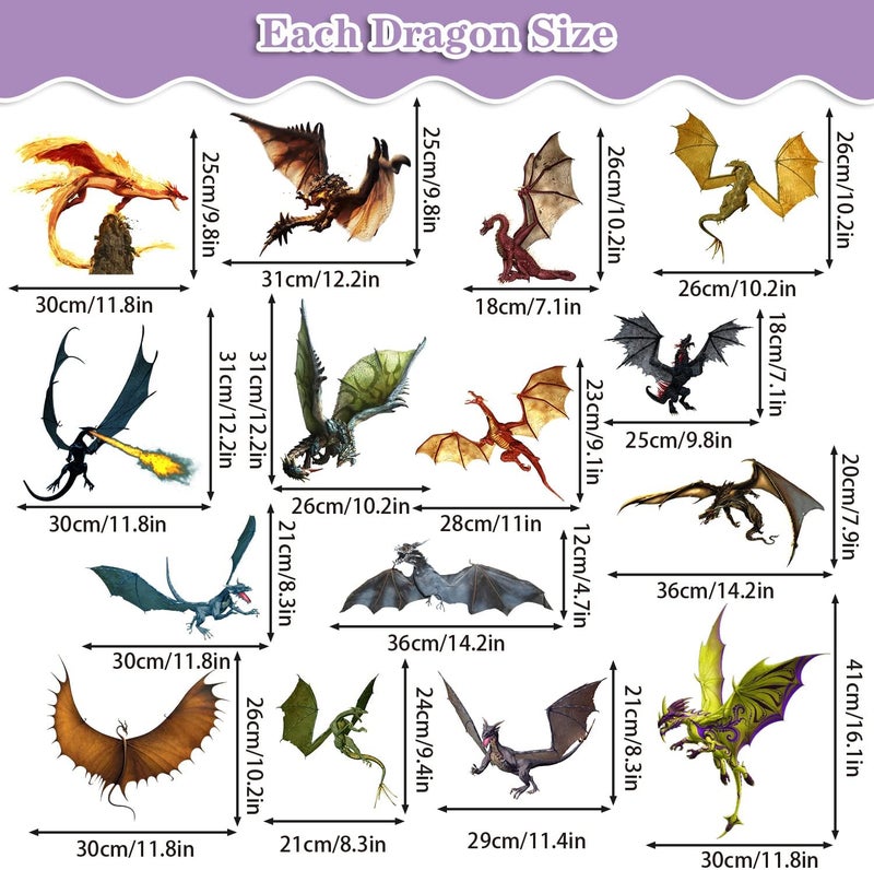 WOYINIS 3D Fantasy Dragon Wall Decal Peel  Stick Dragon Flying Wall Stickers Removable Vinyl Wall Art Decor for Kids Living Room Classroom Nursery Decoration - Image 3