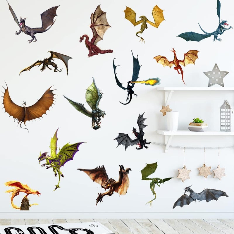 WOYINIS 3D Fantasy Dragon Wall Decal Peel  Stick Dragon Flying Wall Stickers Removable Vinyl Wall Art Decor for Kids Living Room Classroom Nursery Decoration - Image 5