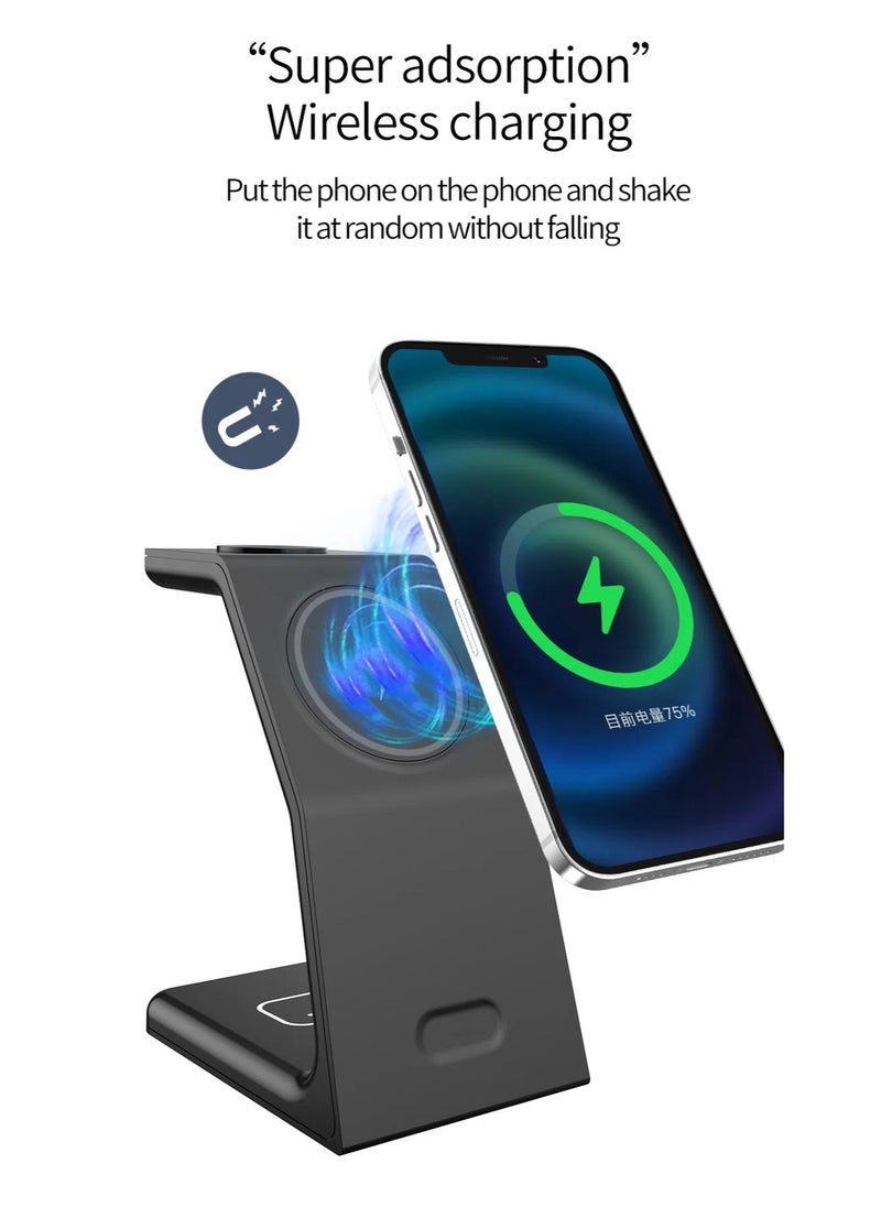 spa luxetique Magnetic Wireless Mag-Safe Charging Station, 3 in 1 Fast Max Charging for iPhone 16 15 14 13 12 Pro Max Plus, Charger Stand for Apple Watch Series & Air pods 4 3 2 Pro, Gifts for Men  - Image 3