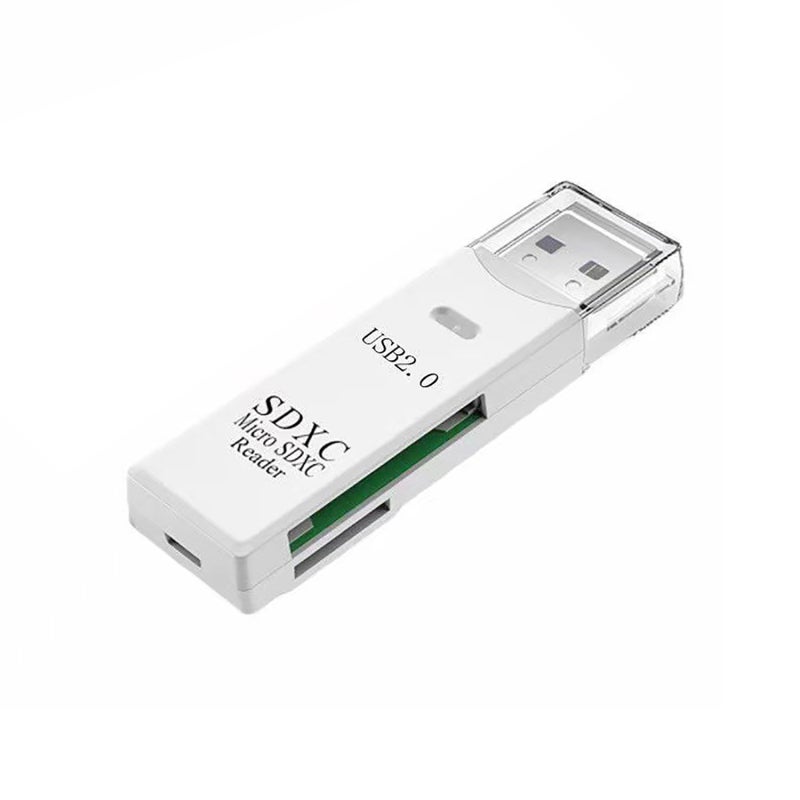 USB Card Reader: White 2-In-1 High-Speed USB 3.0 (5 Gbps) Plug And Play - Compact Durable Shell SD TF Card Reader For On-The-Go Data Transfer & Windows Mac Systems - Image 1