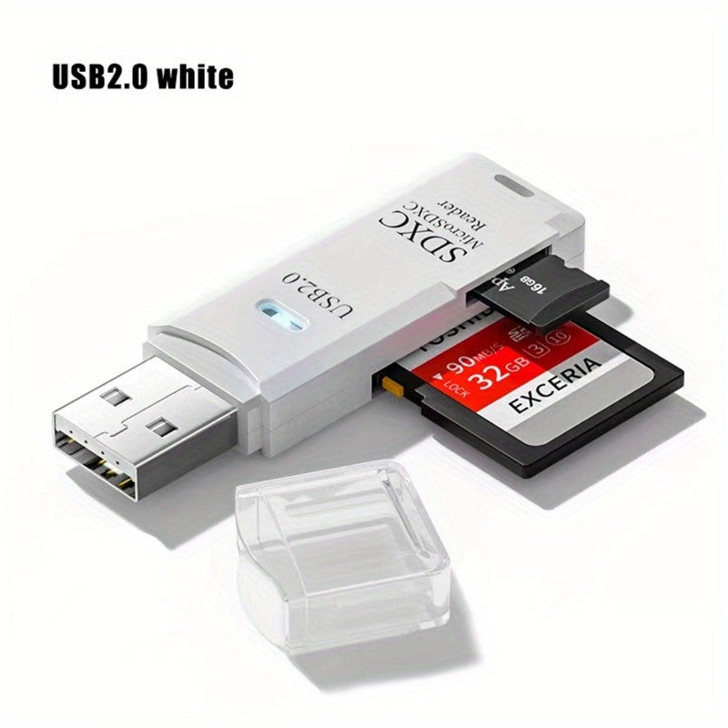 USB Card Reader: White 2-In-1 High-Speed USB 3.0 (5 Gbps) Plug And Play - Compact Durable Shell SD TF Card Reader For On-The-Go Data Transfer & Windows Mac Systems - Image 5
