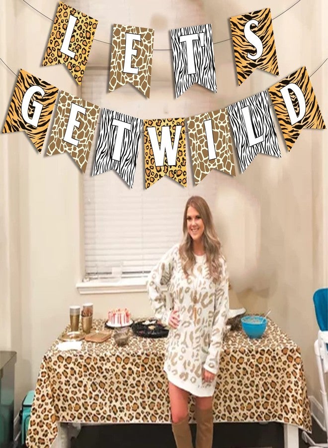 Fangleland Let's Get Wild Banner Cheetah Print Banner Leopard Hang Garland for Jungle Safari Animal Birthday Bachelorette Party Decorations - Image 4