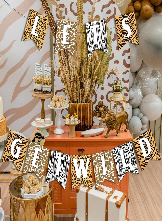 Fangleland Let's Get Wild Banner Cheetah Print Banner Leopard Hang Garland for Jungle Safari Animal Birthday Bachelorette Party Decorations - Image 3