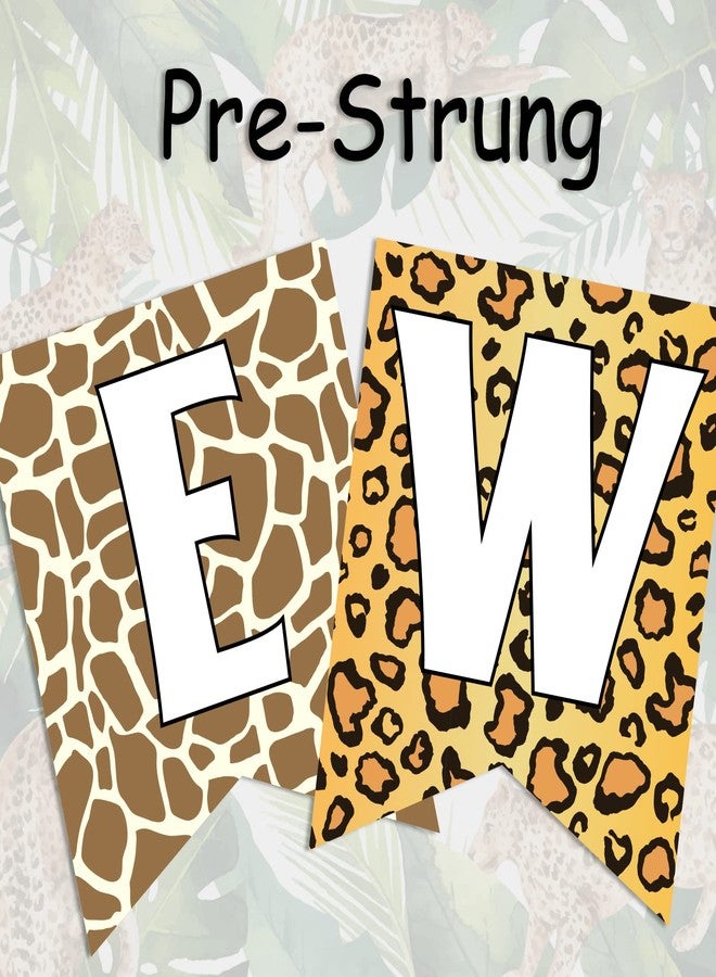 Fangleland Let's Get Wild Banner Cheetah Print Banner Leopard Hang Garland for Jungle Safari Animal Birthday Bachelorette Party Decorations - Image 2