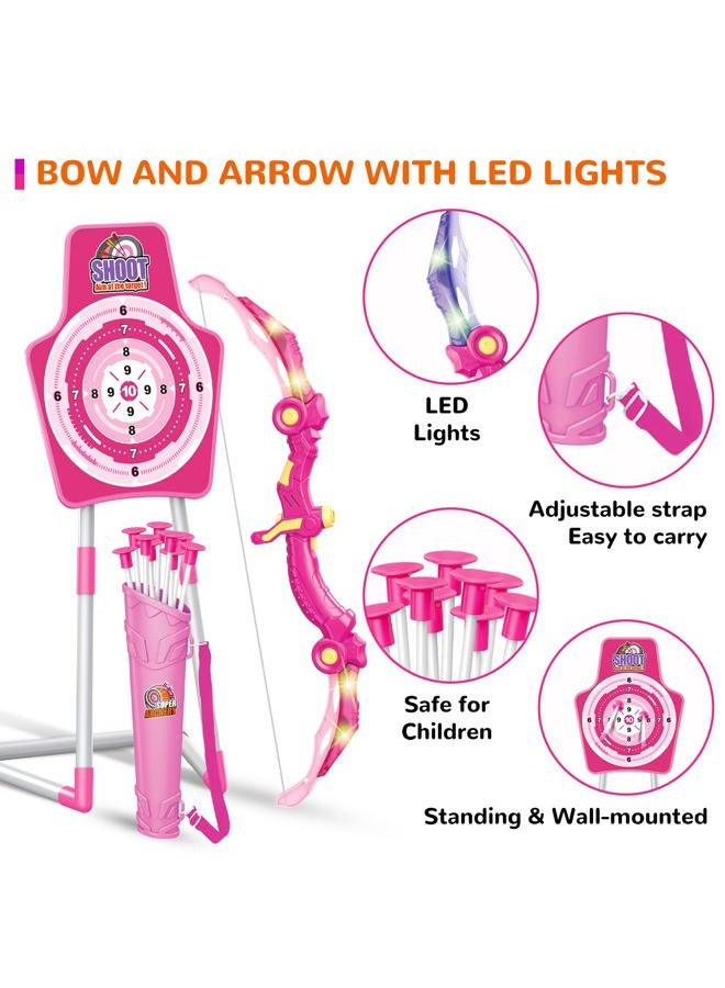 GMAOPHY Bow and Arrow Toys with LED Flash Lights, Birthday Gift for Girls 4 5 6 7 8 9 10 Year Old, Archery Set Indoor Outdoor Activity with 20 Suction Cup Arrows, 2 Targets & Quiver, Kids Sport Toys - Image 3