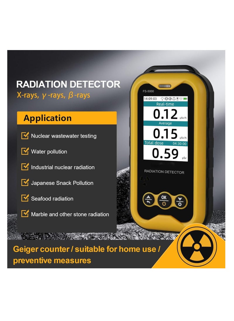 SYOSI - Portable Geiger Counter Radiation Detector with LCD Display - Handheld Nuclear Radiation Dosimeter for Beta, Gamma, X-ray Rechargeable Radiation Monitor Meter for Water and Seafood Detection - Image 1
