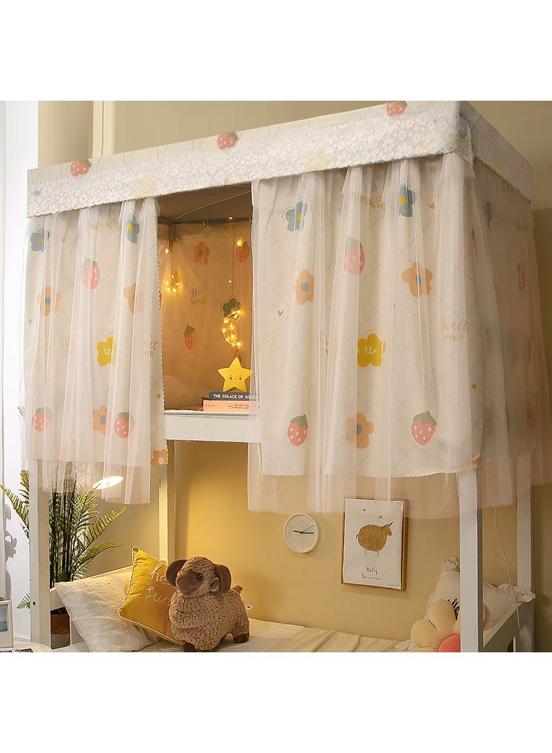 Dormitory with gauze bed curtains, student dormitories with physical shading bed curtains 1.35 * 2m, 2pcs with dust-proof top cloth - Image 1