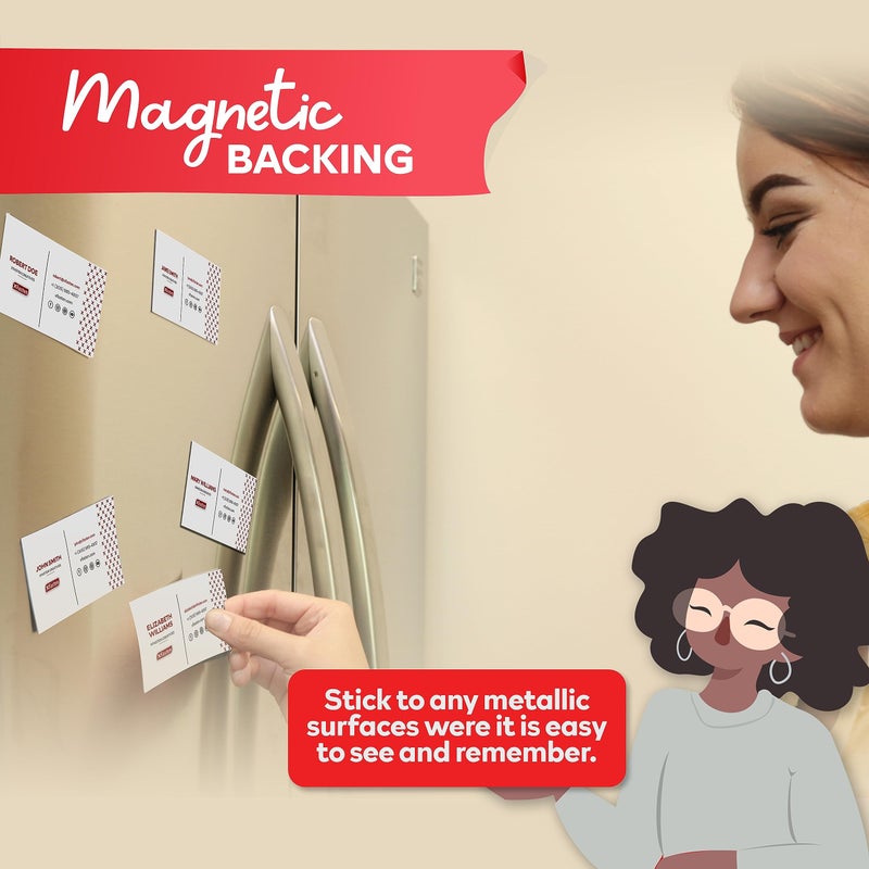 XFasten Self Adhesive Business Card Magnets, Pack of 100, Weatherproof Peel and Stick Magnetic Business Cards - Image 4