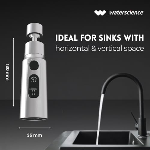 WaterScience Tap Extender for Kitchen Sink - Compact | Upto 70% Water Saving | 360 Degree Rotation, 35 x 35 x 80 Millimeters - Image 5