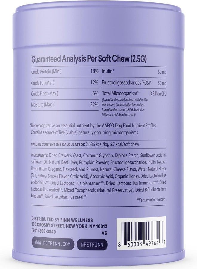 فين بروبيوتيك فين الهضمي للكلاب - دعم كامل للجهاز الهضمي مع اليقطين والبريبايوتكس والبروبيوتكس الحي - موصى به من قبل الأطباء البيطريين ومصنوع في الولايات المتحدة الأمريكية - 90 قطعة مضغ طرية - Image 4