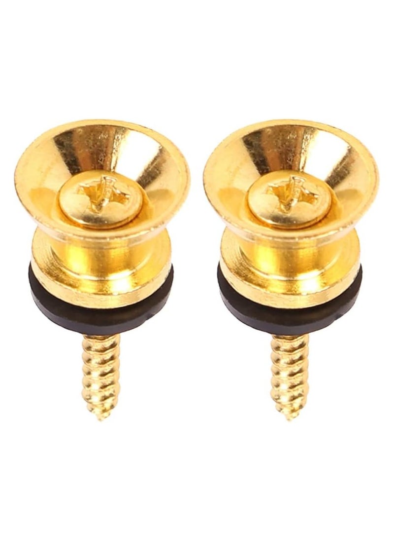 SOLDOUT Guitar Strap Lock Strap Screw Lock Button Guitar Buckle Professional Electric Guitar Bass Pins Guitar Parts Accessories (Pack of 2, Gold)  - Image 1