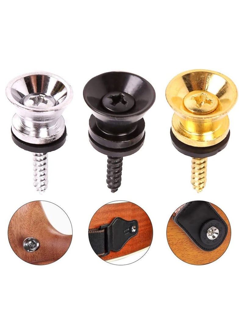SOLDOUT Guitar Strap Lock Strap Screw Lock Button Guitar Buckle Professional Electric Guitar Bass Pins Guitar Parts Accessories (Pack of 2, Gold)  - Image 2