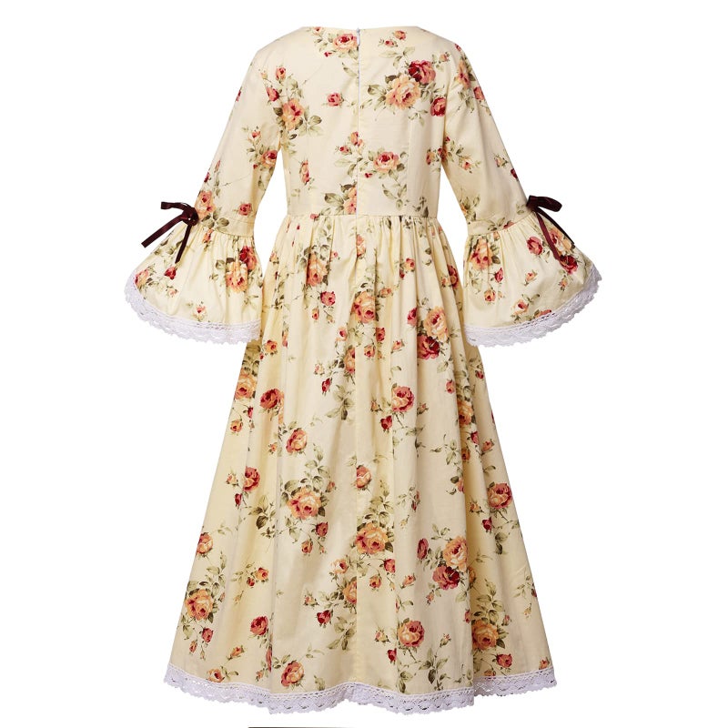 GRACEART Colonial Girls Dress Prairie Pioneer Costume 100% Cotton (Yellow,Size-8) - Image 2