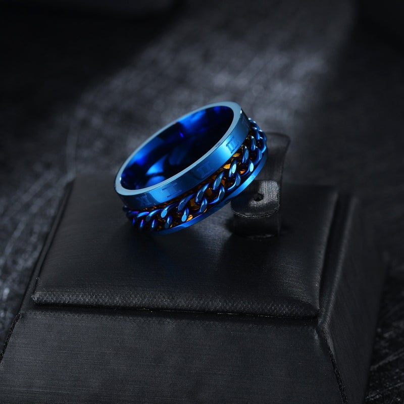 Men'S Rotating Chain Ring In Titanium Steel With Geometric Design, A Stylish Ring Suitable For Both Men And Women. - Image 1